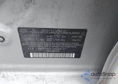 2013 Hyundai Elantra Gls/Limited from USA, damaged, VIN 5NPDH4AE1DH284131